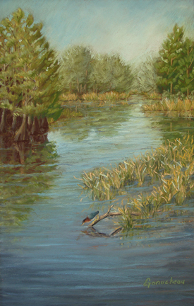 Still Water, Lake art painting Pastel pleine-aire Senior Center Wilmington, NC