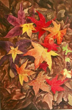fall leaves fine art painting still life southern sweet gum tree