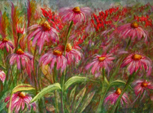 fine art flower garden prairie cone flowers painting