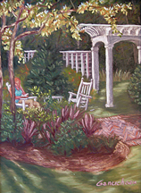 filtered light pastel garden painting in Demarest Landing